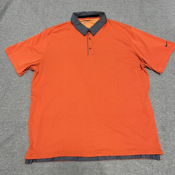 Nike Golf Tour Performance Dri-Fit Men's 2XL Orange Polo Hidden Collar Button - Picture 1 of 11